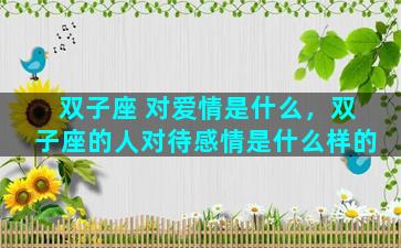 双子座 对爱情是什么，双子座的人对待感情是什么样的